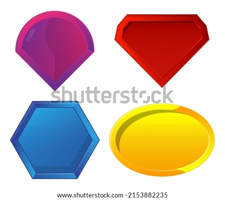 Superhero coat of arms. Set of Shields. Collection of vector illustrations.