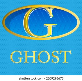 Superhero coat of arms showing Super Ghost icon. Colorful comic book style vector illustration.