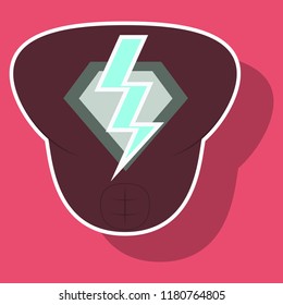 Superhero color sticker badges, emblems, logos. Superhero badge icon, power and protect insignia for superhero illustration