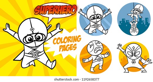 Superhero Coloring Book. Comic character vector
