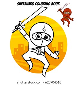 Superhero Coloring Book. Comic character isolated on white background Vector Illustration