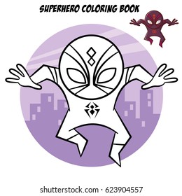 Superhero Coloring Book. Comic character isolated on white background Vector Illustration