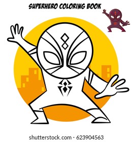 Superhero Coloring Book. Comic character isolated on white background Vector Illustration