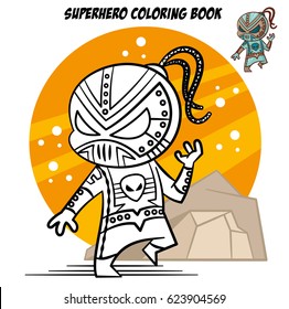 Superhero Coloring Book. Comic character isolated on white background Vector Illustration