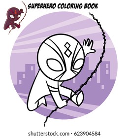 Superhero Coloring Book. Comic character isolated on white background Vector Illustration