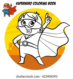 Superhero Coloring Book. Comic character isolated on white background Vector Illustration