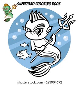 Superhero Coloring Book. Comic character isolated on white background Vector Illustration