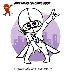 Superhero Coloring Book. Comic character isolated on white background Vector Illustration