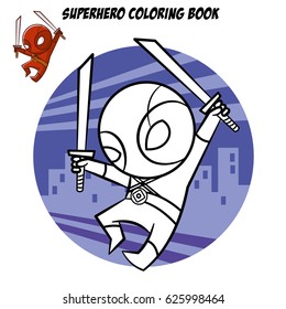 Superhero Coloring Book. Comic character isolated on white background Vector Illustration