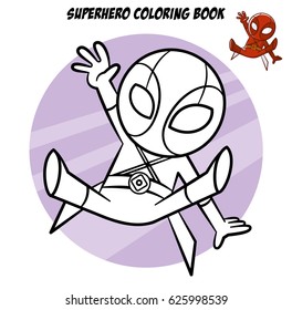 Superhero Coloring Book. Comic character isolated on white background Vector Illustration