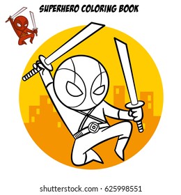 Superhero Coloring Book. Comic character isolated on white background Vector Illustration