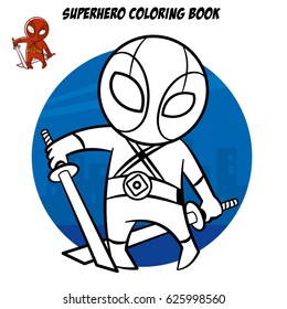 Superhero Coloring Book. Comic character isolated on white background Vector Illustration