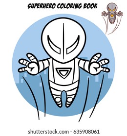 Superhero Coloring Book. Comic character isolated on white background Vector Illustration