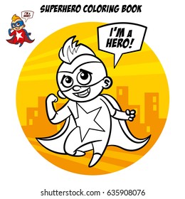 Superhero Coloring Book. Comic character isolated on white background Vector Illustration