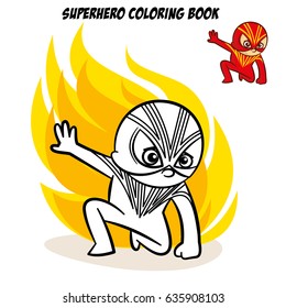 Superhero Coloring Book. Comic character isolated on white background Vector Illustration