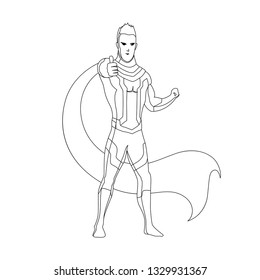 Superhero for coloring book isolated. Comic book vector illustration.