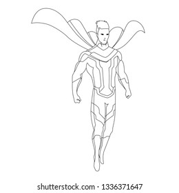 Superhero for coloring book isolated. Comic book vector illustration.