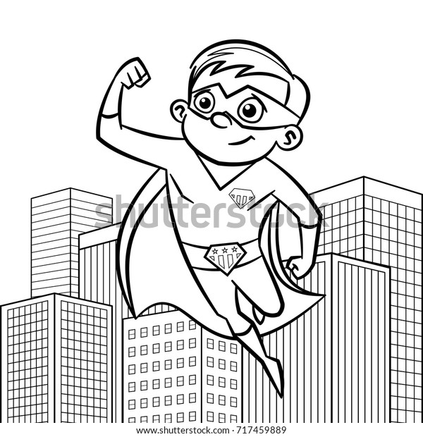 Superhero Coloring Page Comic Character Isolated Stock Vector Royalty Free