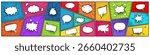 Superhero comic book action background with speech cloud, chat box, idea bubble or text message balloon. Colorful cartoon paper banner frame with halftone dot, speed icon, sun burst and retro texture.