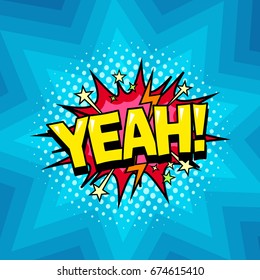 Superhero comic book dialog speech bubble, joyful emotional expression