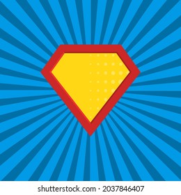 Plantilla de logotipo de cómic superhéroe en color azul. Ilustración vectorial, eps 8.
