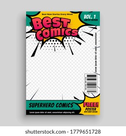 Superhero comic magazine front cover page design