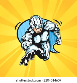 Superhero with Comical theme Vector Logo Illustraton. Separated Layers and easy to edit.