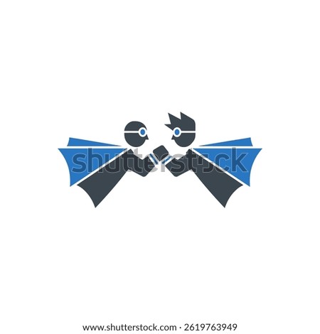 Superhero Confrontation Battle Icon Isolated On White Background