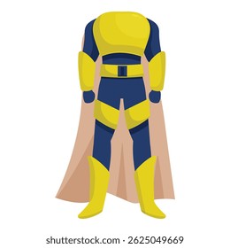 Superhero costume standing with cape waving in the wind, ready to save the world