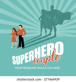 Superhero Couple Burst Background EPS 10 Vector