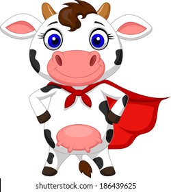 Superhero cow cartoon posing
