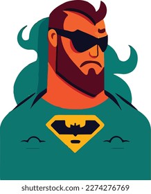 Superhero dad. Concept for Happy father's day poster or card template design. Flat vector illustration