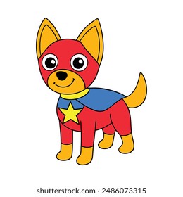 Superhero dog coloring  isolated vector illustration 