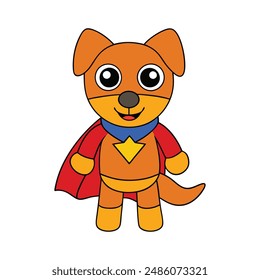 Superhelden Hund Färbung isolierte Vektorillustration 