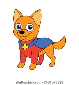 Superhero dog coloring  isolated vector illustration 