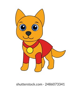 Superhero dog coloring  isolated vector illustration 