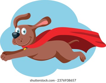 
Superhero Dog Flying in the Sky Vector Mascot Character Design. Supernatural pet her having a lot of energy and super-powers  
