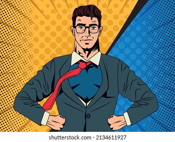 superhero elegant man pop art style