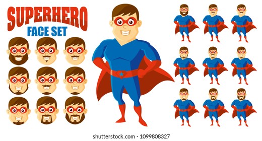 Superhero Face Set Cartoon character