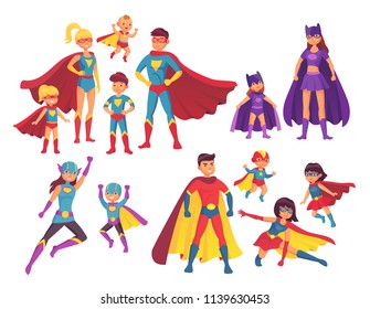 Super mom woman hero icon set in thin line Vector Image