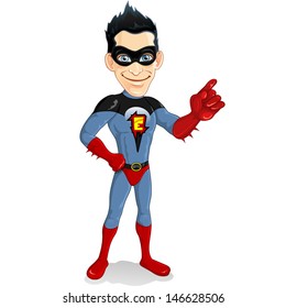 Superhero with finger pointing -transparency blending effects and gradient mesh- EPS10 