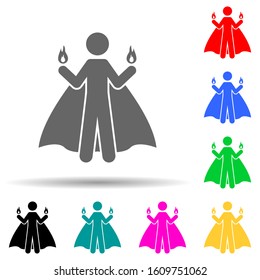 Superhero, fire multi color style icon. Simple glyph, flat vector of hero icons for ui and ux, website or mobile application