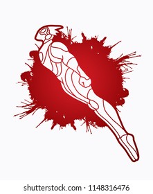 Superhero flying action, Cartoon superhero man jumping graphic vector.