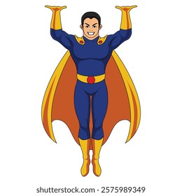 superhero flying in lifting pose