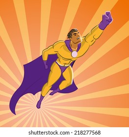Superhéroe volando a la luz del sol