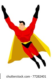 Superhero in flying pose