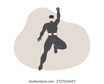 Superheld fliegende Pose, übermenschliche Cartoon, Vektorgrafik.