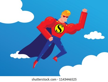 Superhero flying in the sky vector illustration