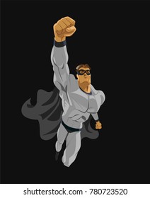 Superhero flying. Strives height. Isolated background. Vector illustration
