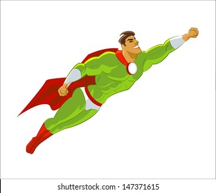 Superhero flying. Vector illustration